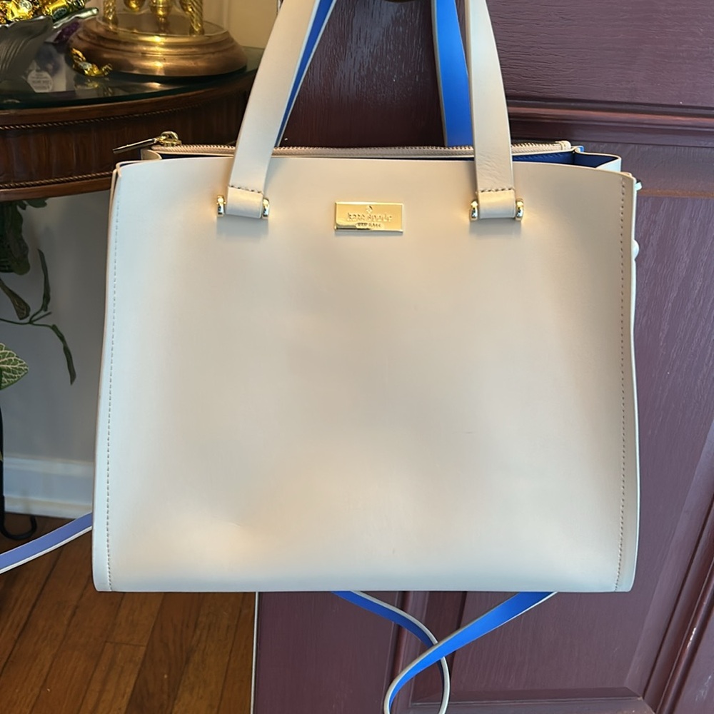 Kate Spade Blue and Cream Leather Tote